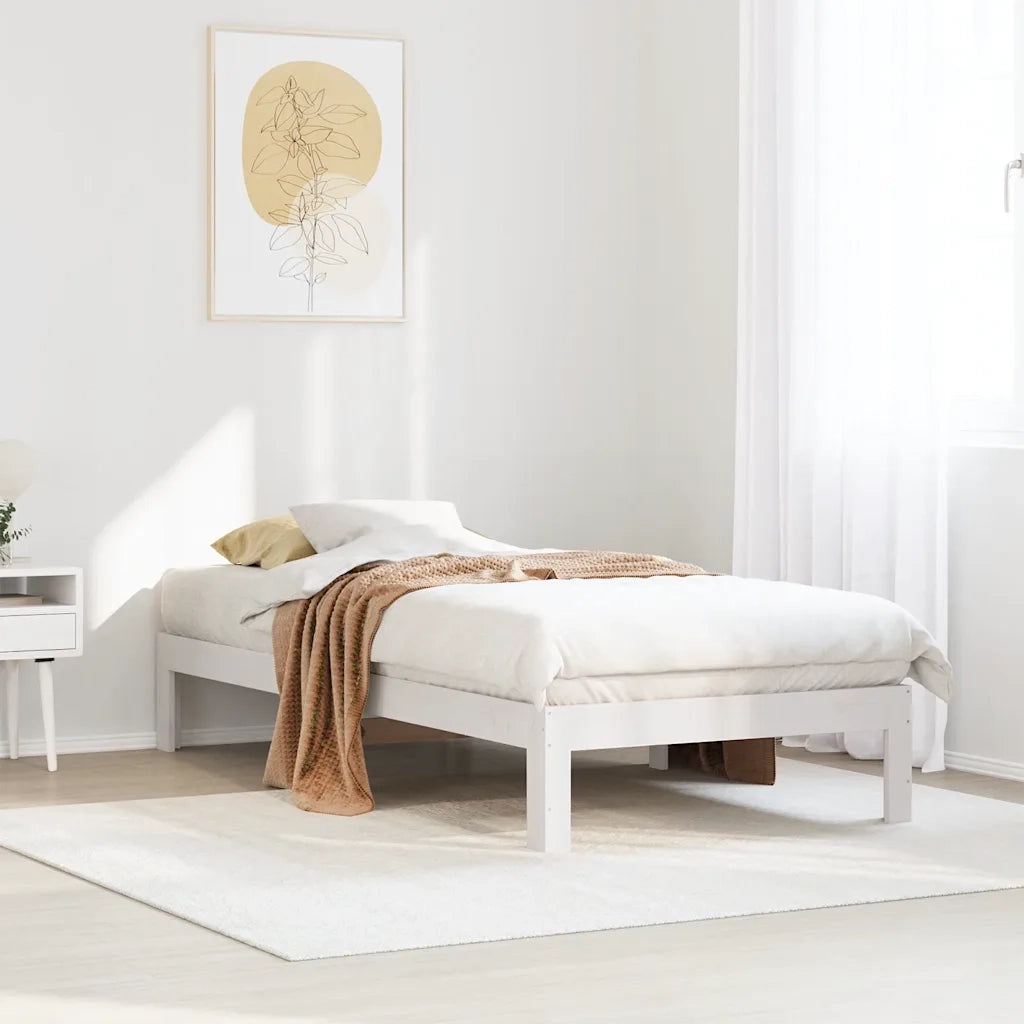 Giroletto senza Materasso Bianco 90x200 cm Legno Massello Pino 859221