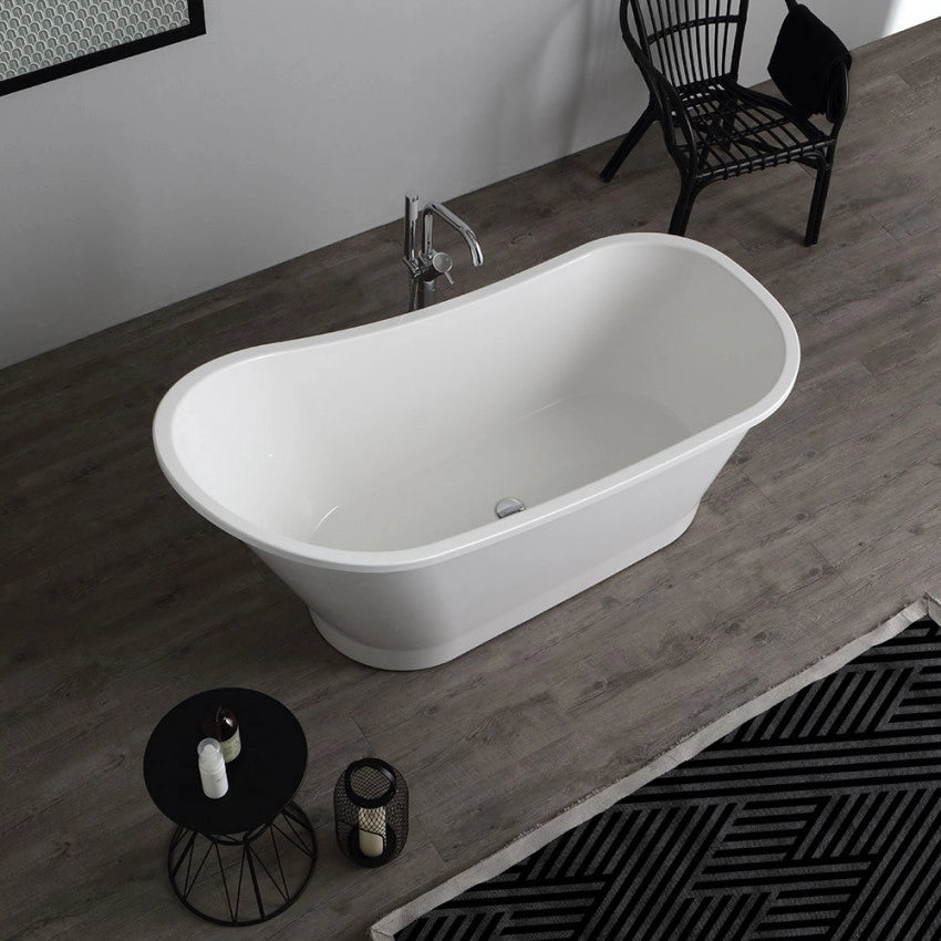 Vasca da bagno moderna freestandig in marmo resina ovale bianca 159cm Badok Almarie