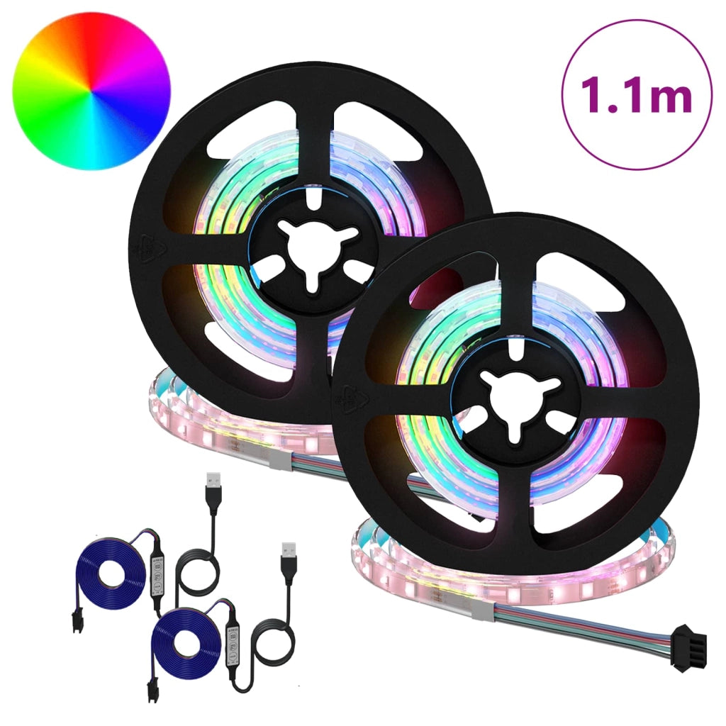 Set di 4 strisce LED flessibili moderne per soggiorno 55 x 0,8 x 0,3 cm plastica nera 02_0056336