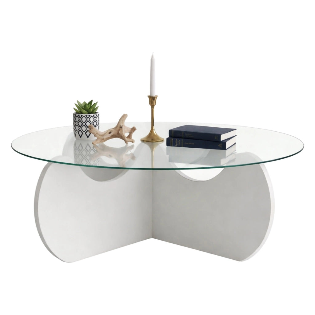 Willow, Tavolino da Salotto Effetto Fume, 90x90x30h cm Bianco