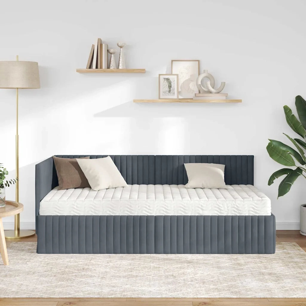 Struttura Letto Angolare con Materasso 2 pz-Giroletto con materasso Grigio Velluto 499350
