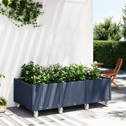 Fioriera da Giardino con Ruote-Vaso da Esterno-Fioriera Mobile Grigio Blu 150x80x54 cm in PP