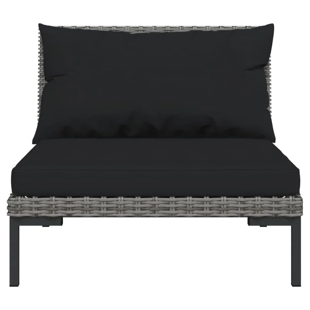Mobili da giardino mobili da esterno Set di mobili da 4 pezzi con cuscini in resina intrecciata grigio scuro 02_0016185