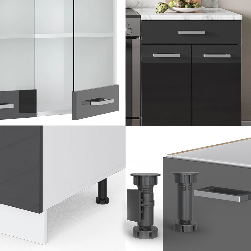 Vicco Unità di cucina Antracite lucido/bianco 200 cm senza piano di lavoro