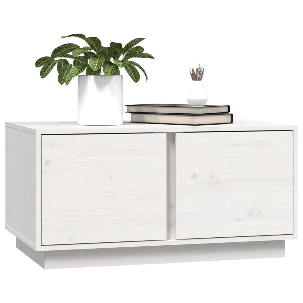 Tavolino da Salotto Bianco 80x50x40 cm Legno Massello di Pino 814420