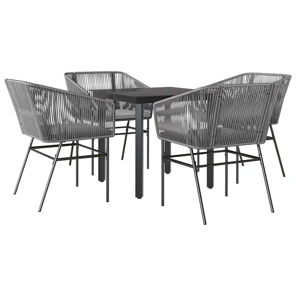 Set da Pranzo da Giardino 5 pz | Set Salotto da Giardino con Cuscini Polyrattan Vetro