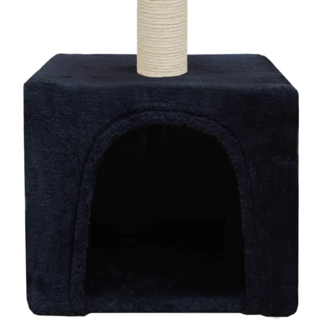 Tiragraffi albero per gatti cuccia per gatti peluche in sisal 55 cm blu scuro 3702122
