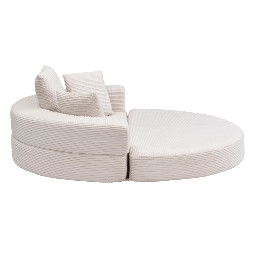 Divano letto, design senza struttura, divano a mezzaluna, con cuscini, divano modulare, tessuto in velluto a coste, beige
