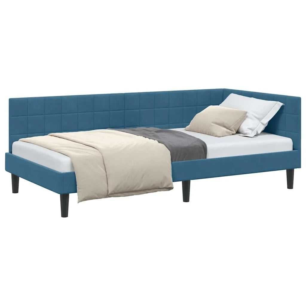 vidaXL Cornice del letto ad angolo Blu 90 x 200 cm Velluto