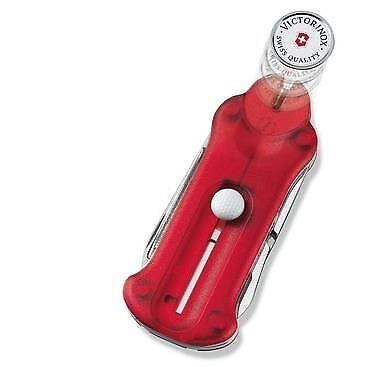 Victorinox 0.7052.T Golf Tool Coltello Multifunzione 10 Funzioni Lama Grande Rosso Trasparente