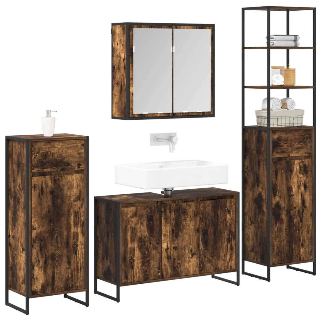 Set di mobili per il bagno Rovere fumé Legno multistrato 3403048