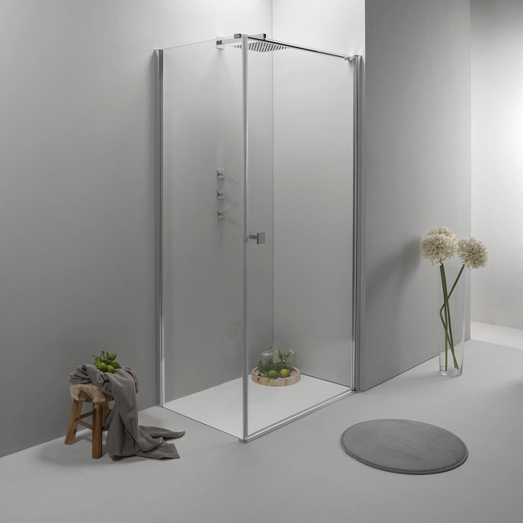 Cabina Box Doccia 90x90 Cm Porta Battente con Lato Fisso Trasparente