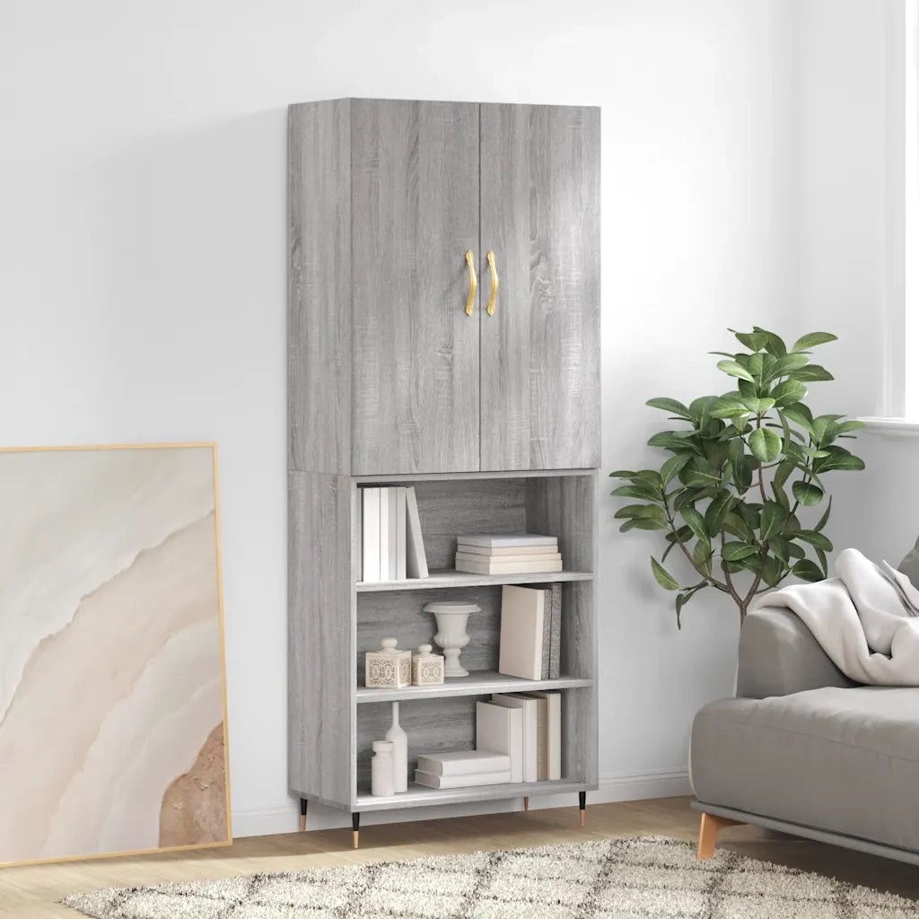 Credenza Grigio Sonoma 69,5x34x180 cm in Legno Multistrato 3196057