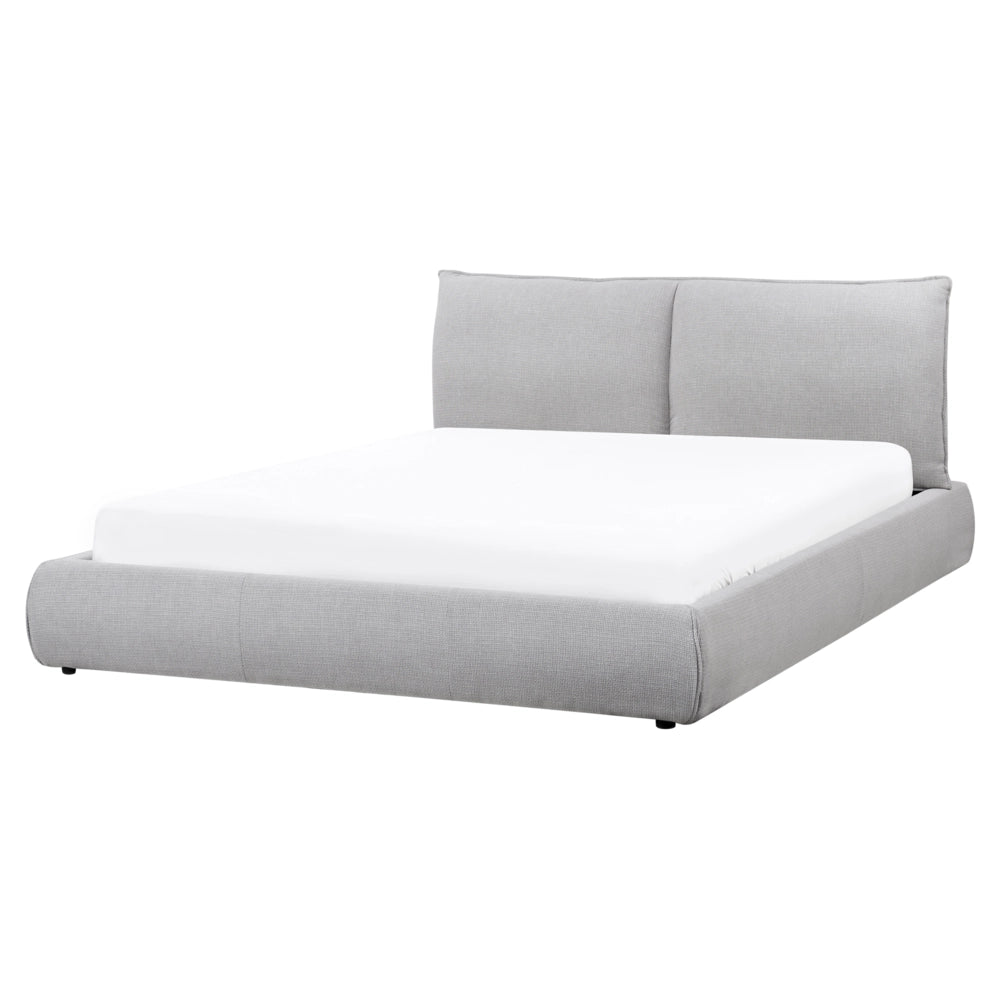 Letto matrimoniale d acqua moderno imbottito in tessuto 160 x 200 cm con materasso Grigio chiaro Camera da letto in stile moderno