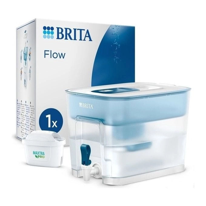 Brita Sistema filtrante XXL Flow (8.2L) incl. 1 x filtro MAXTRA PRO All-in-1 - distributore da frigorifero per famiglie e uffici, riduce cloro, calcare e impurità
