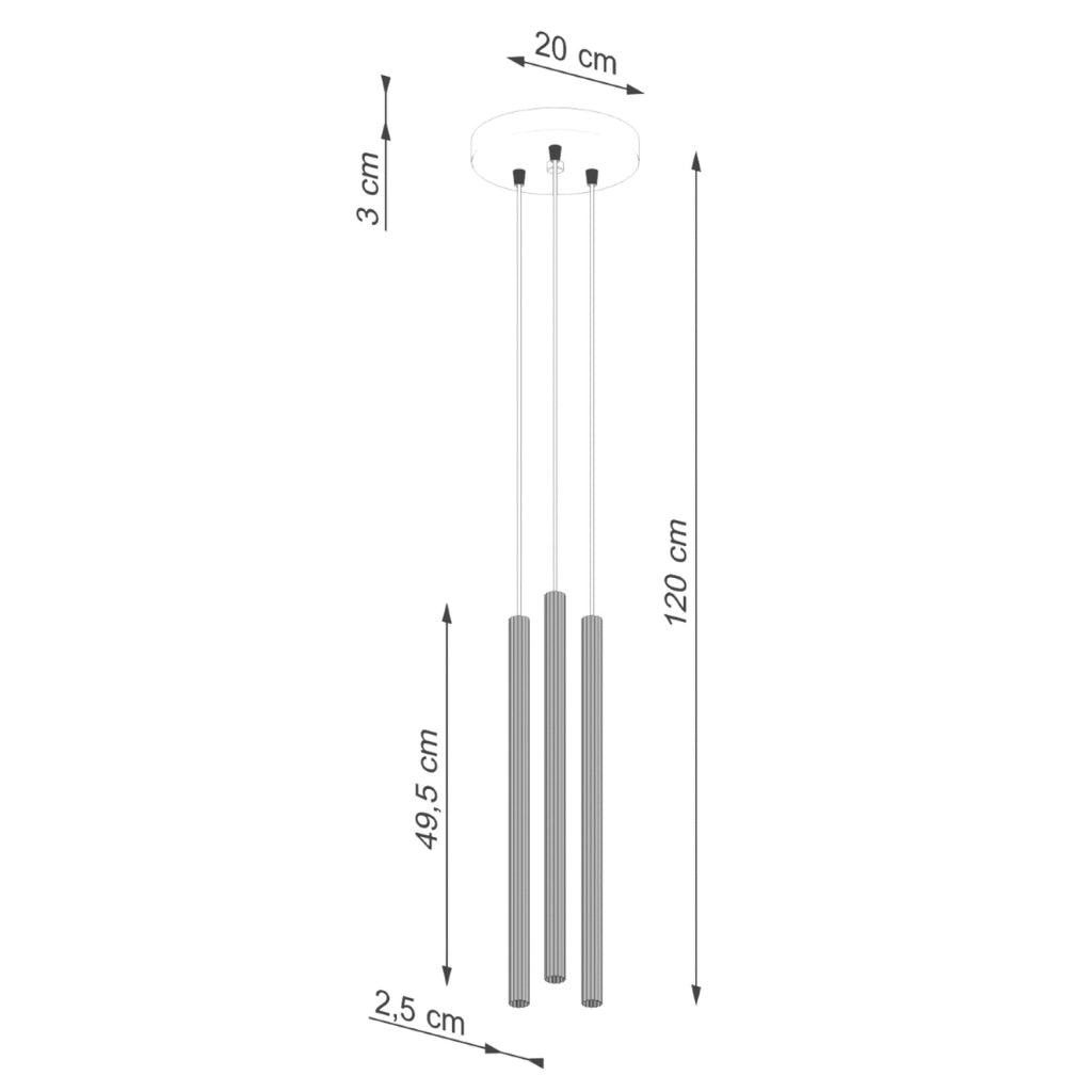 Lampada a sospensione tubi rigati nera ZENTRA 3xG9