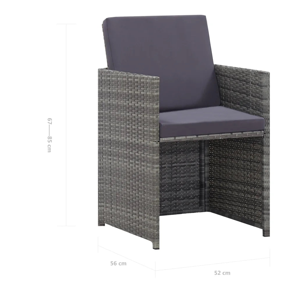 Set da Pranzo da Giardino 9 pz e Cuscini Polyrattan Antracite 46377