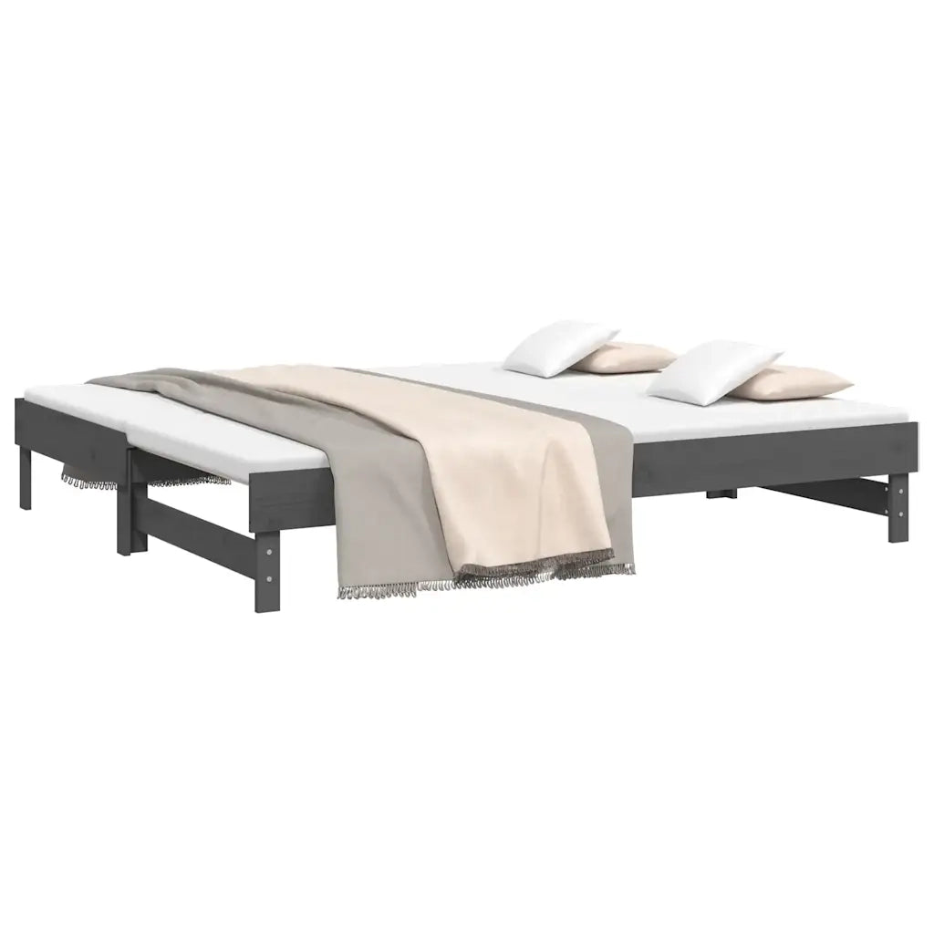 Dormeuse Estraibile Grigia 2x(80x200) cm Legno Massello di Pino 823386