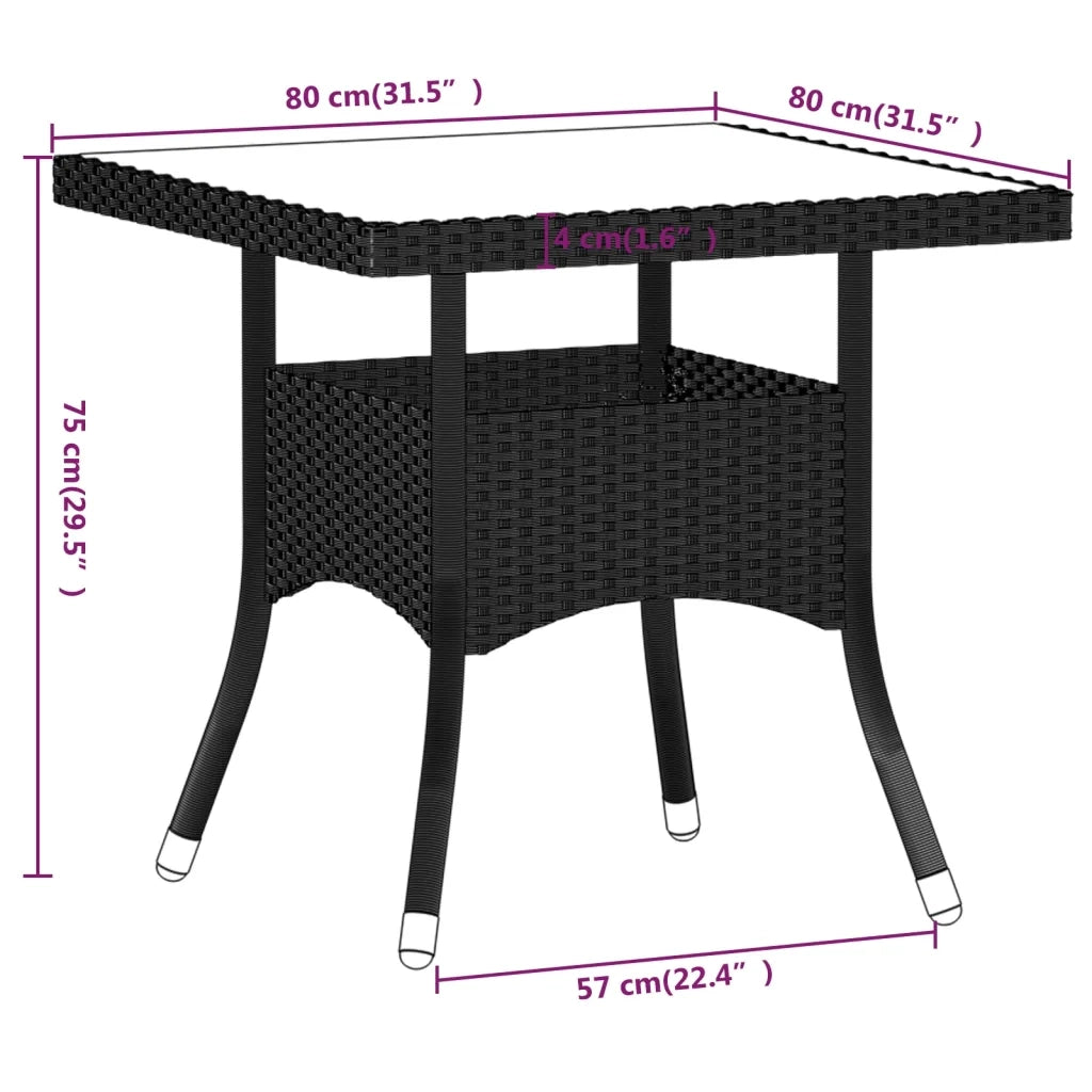 Set Pranzo da Giardino 5 pz Polyrattan e Vetro Temperato Grigio 3058329