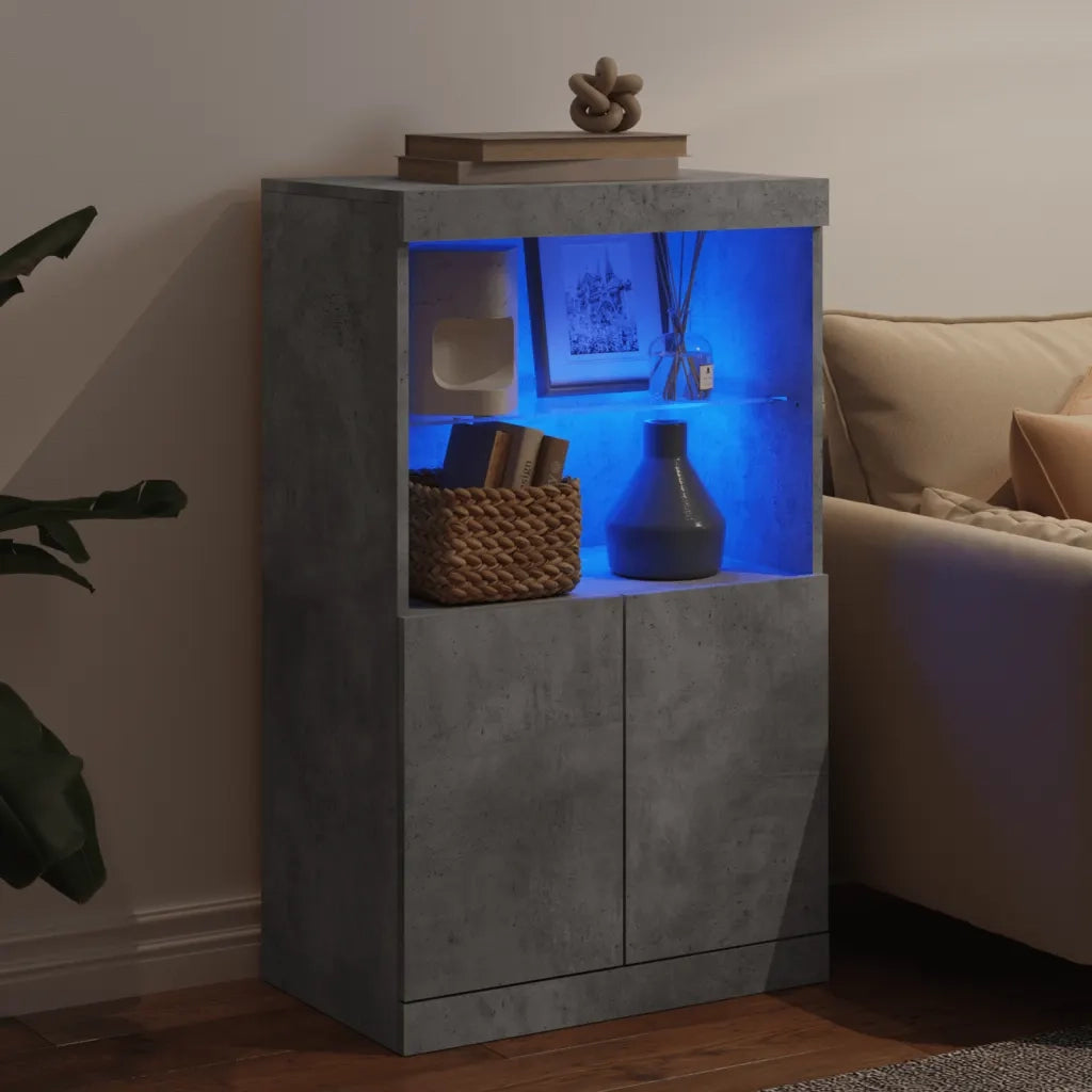 Credenza con Luci LED Grigio Cemento 60,5x37x100 cm 836668