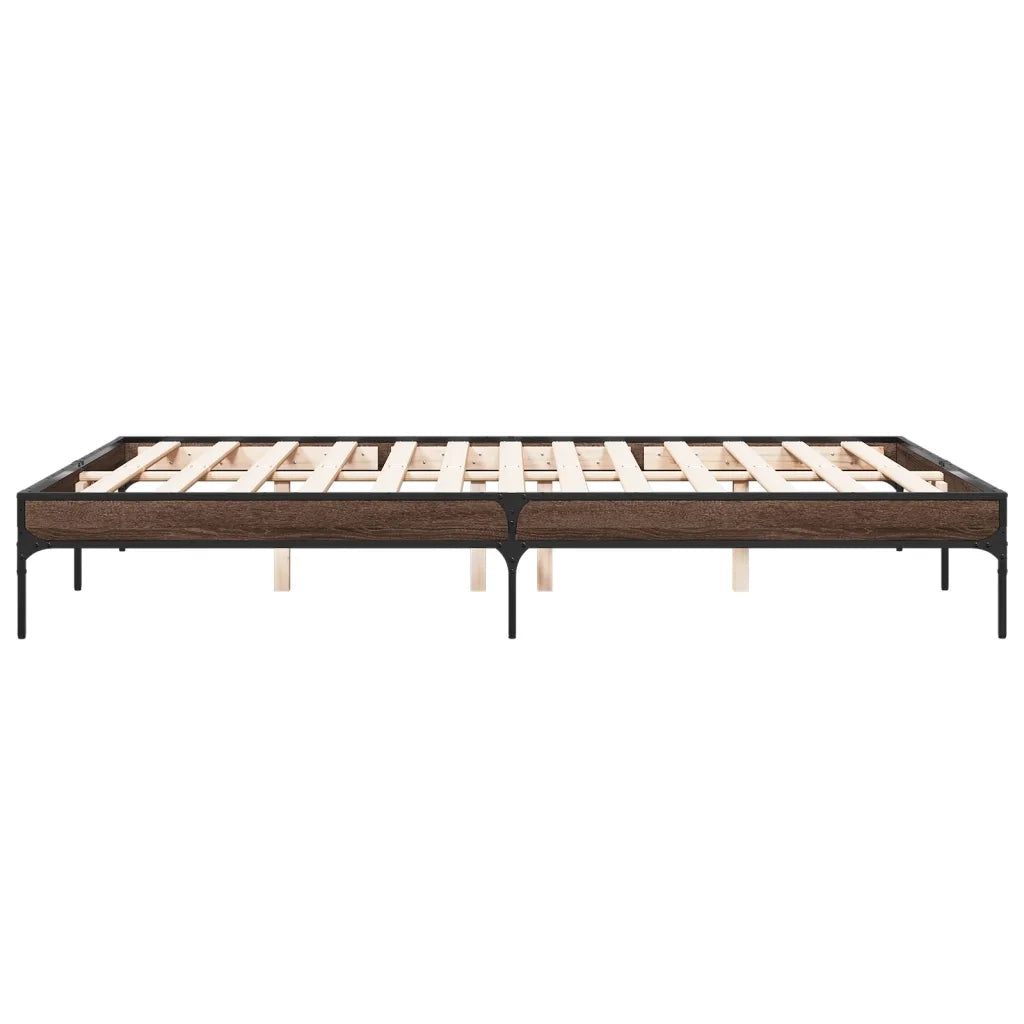Giroletto-Struttura Letto Rovere Marrone 140x200cm in Legno Multistrato Metallo 684558