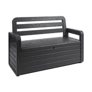 Panchina da esterno Foreverspring con baule portaoggetti 270 litri effetto legno colore nero antracite Toomax