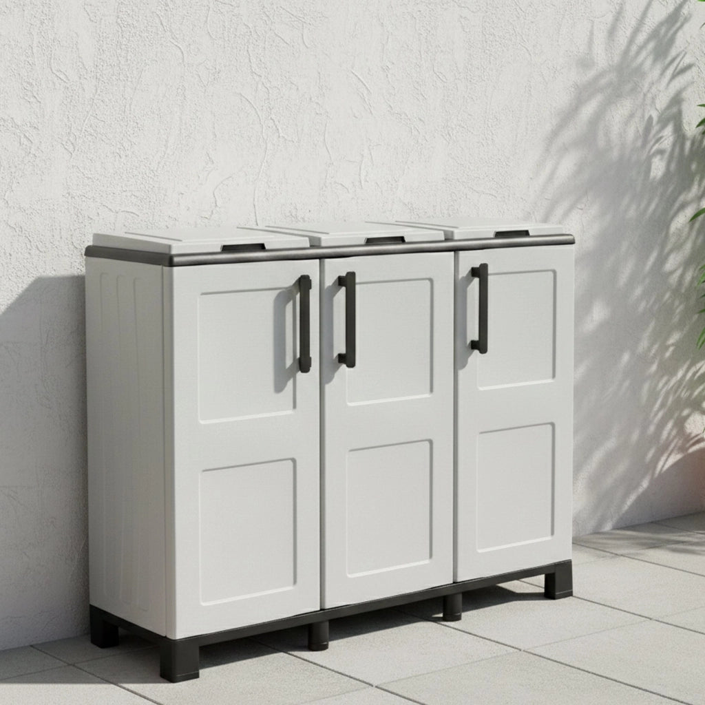 Contenitore per Rifiuti Anthea, Pattumiera Capacità 330 (110 per Sacco) Made in Italy, 102x37x90h cm Grigio Chiaro