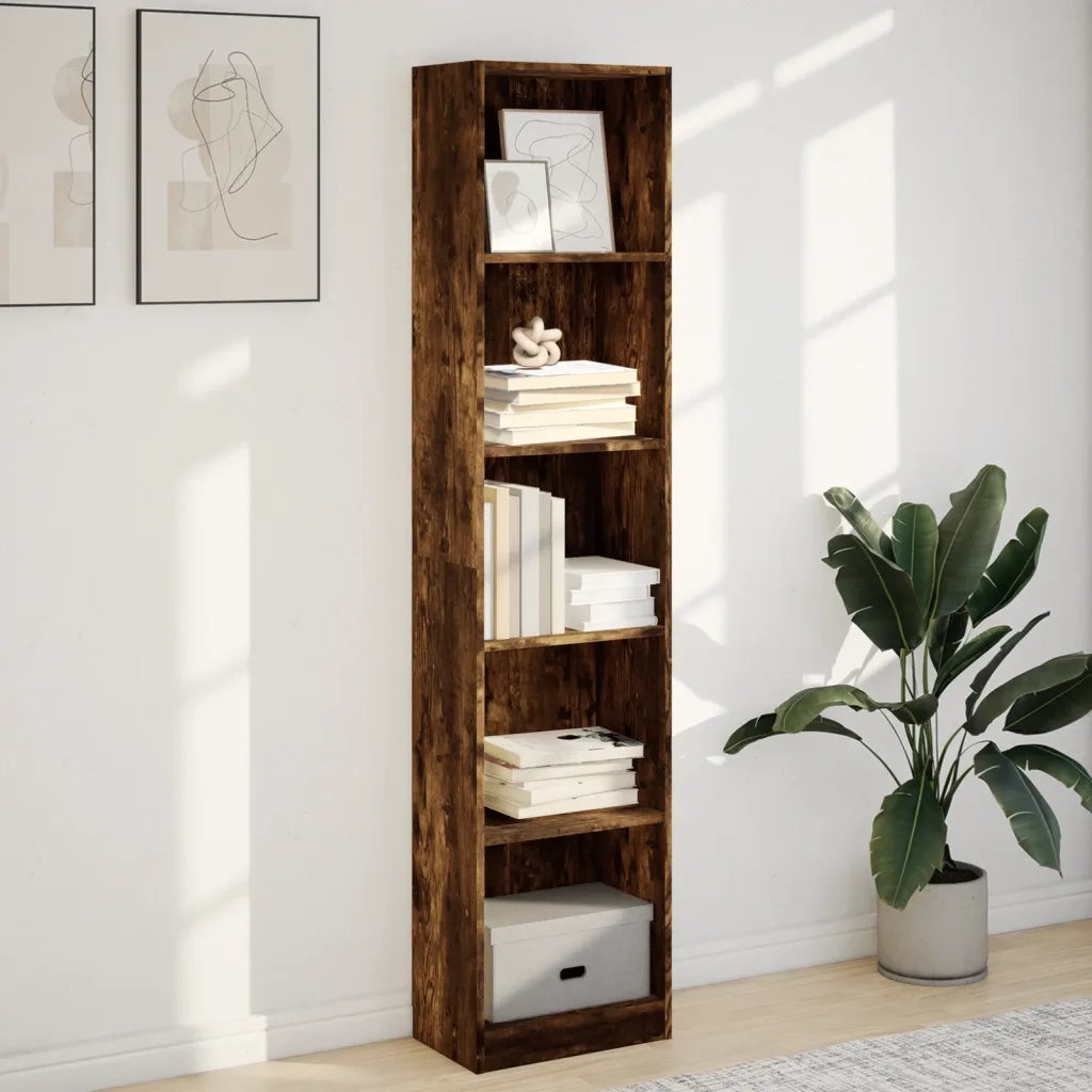Libreria-Scaffale per Libri-Mobile di Stoccaggio Rovere Fumo 40x24x176 cm in Legno Multistrato