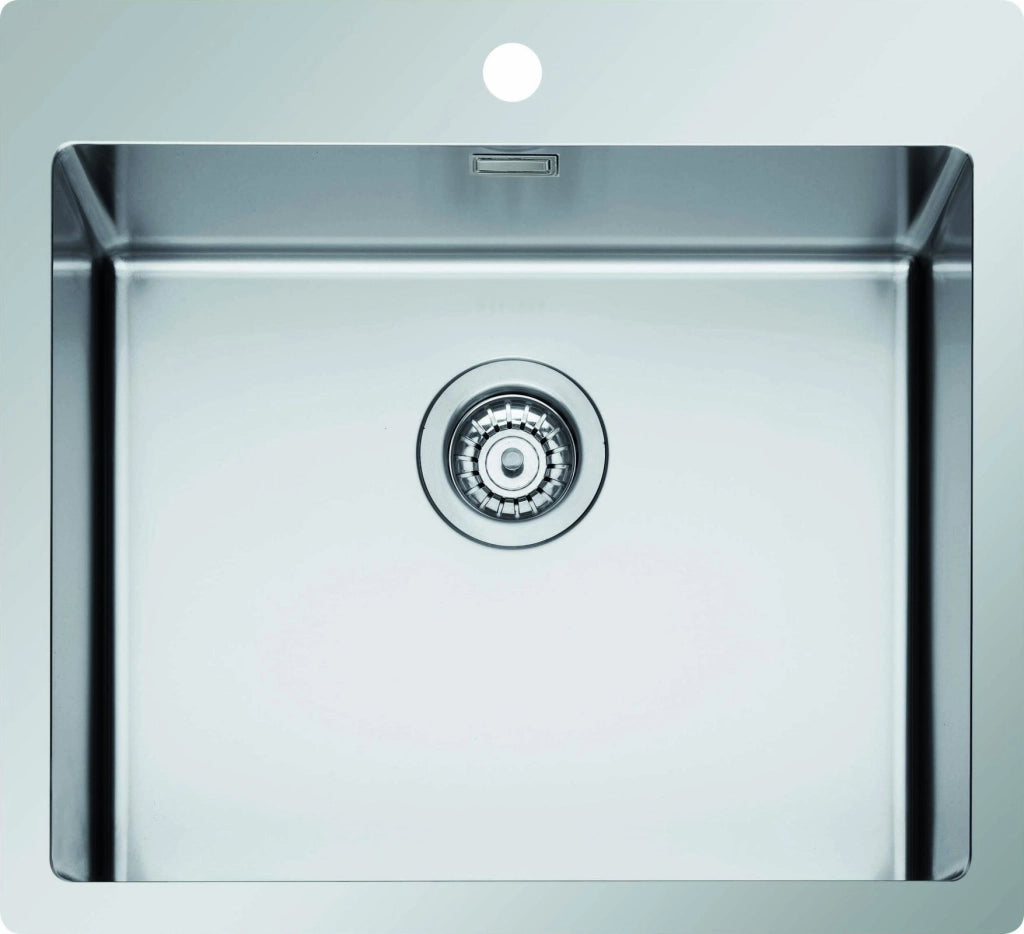 Lavello da incasso in acciaio inox a una vasca con foro per miscelatore 55x51cm Coveh 
