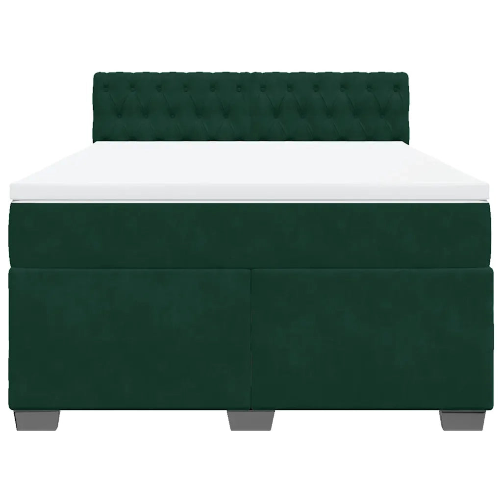 Giroletto a Molle con Materasso Verde Scuro 160x200 cm Velluto