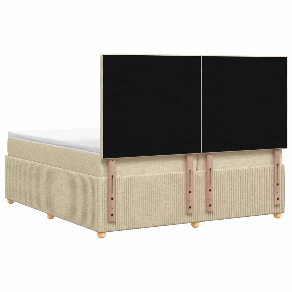 Letto box spring con materasso Crema 200 x 200 cm Tessuto 3454485