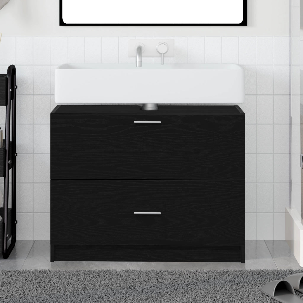 Cabinet per lavello Nero Rovere 78x37x59 cm Legno ingegnerizzato