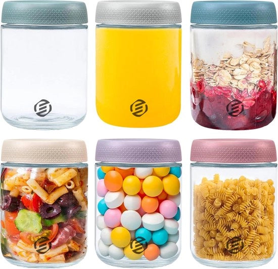 Set di Overnight Oats in Jar di Mason - Muesli - Contenitore per Avena - Kit di Base per la Colazione