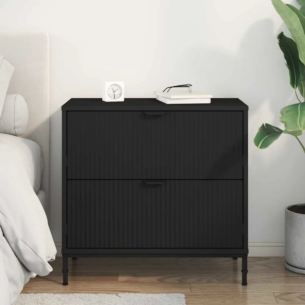 Comodino con cassetto Nero 63.5 x 36 x 61 cm Legno multistrato 883465