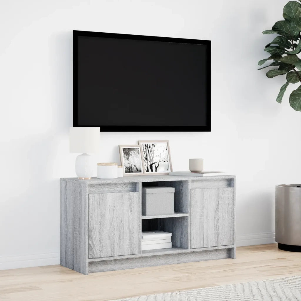 Mobile Porta TV con LED Grigio Sonoma 100x34x50cm in Truciolato