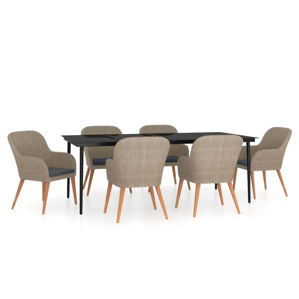 Set Mobili da Pranzo per Giardino 7 pz con Cuscini Marrone cod mxl 48777