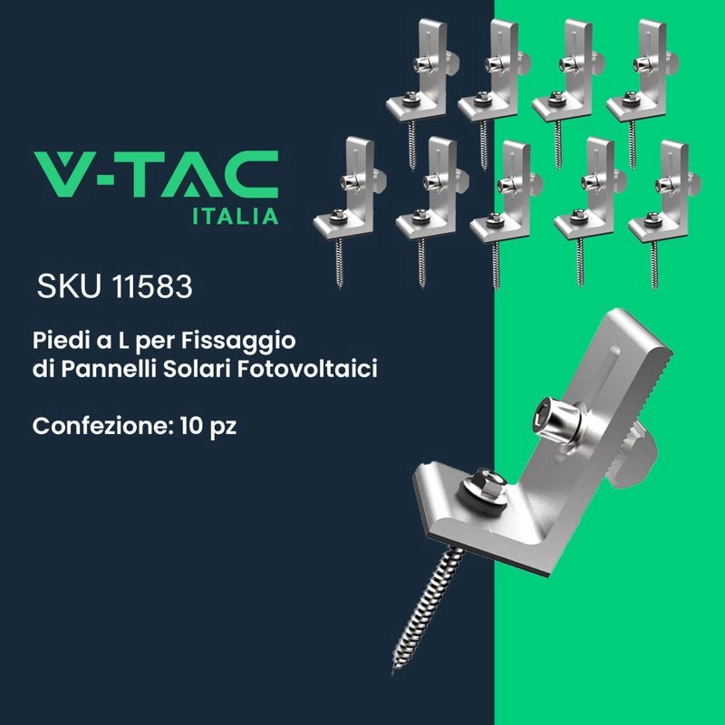 Piedi a L per Fissaggio di Pannelli Solari Fotovoltaici (10 Pezzi) SKU-11583