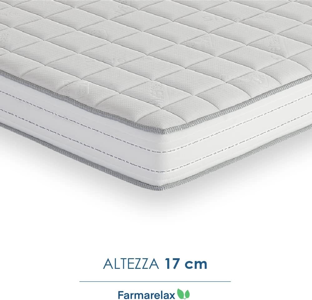 Materasso memory foam 80x190 h17 cm confortevole indeformabile antiacaro traspirante Made in Italy Farmarelax