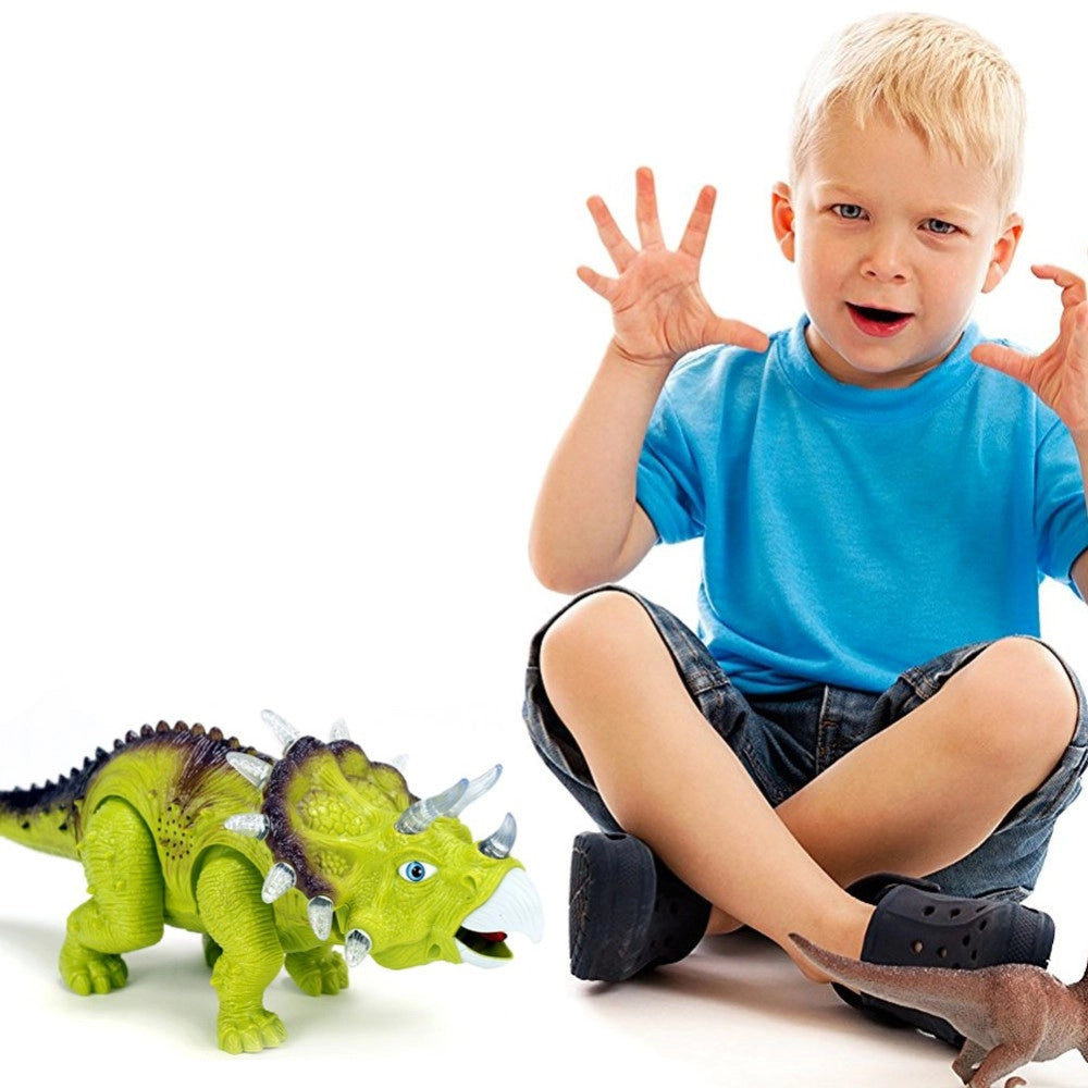 Trade Shop - Dinosauro Triceratopo Camminante Con Luci Suoni E Movimenti Giocattolo Bambini -