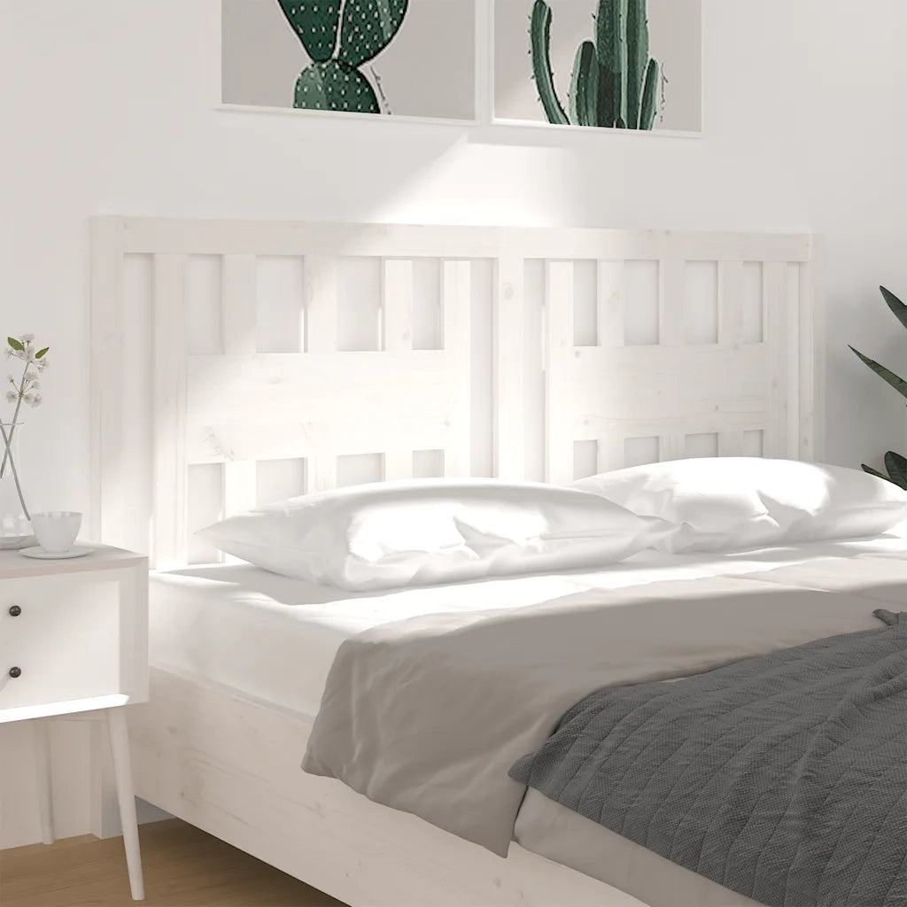 Testiera per Letto Bianca 146x4x100cm in Legno Massello di Pino 818671