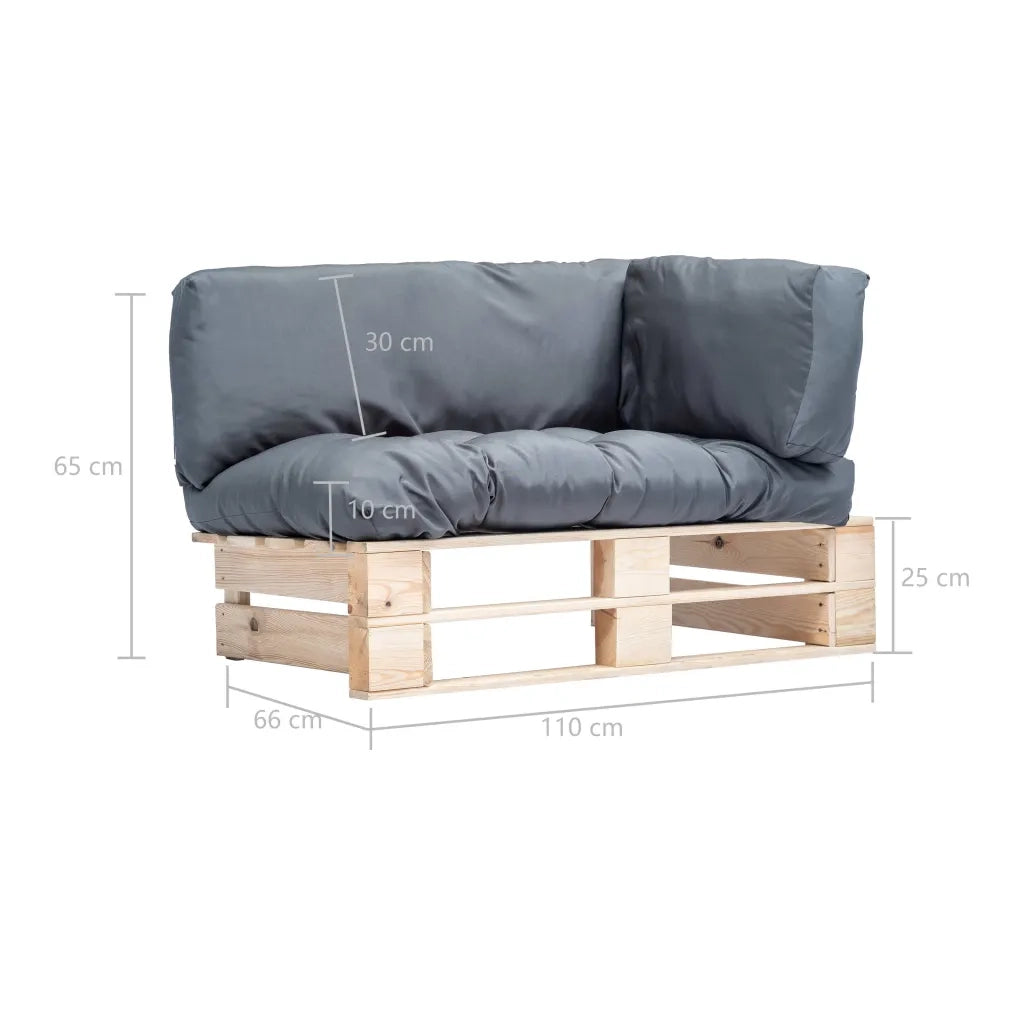 Divano da Giardino a Pallet con Cuscini-Sofa da Giardino-Divano da esterno Grigi in Legno di Pino