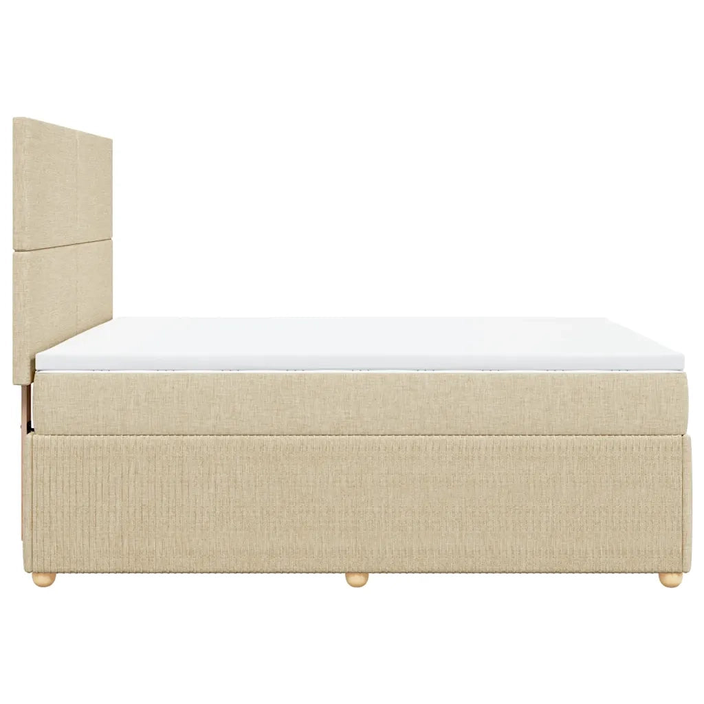 vidaXL Giroletto a Molle con Materasso Crema 140x200 cm in Tessuto