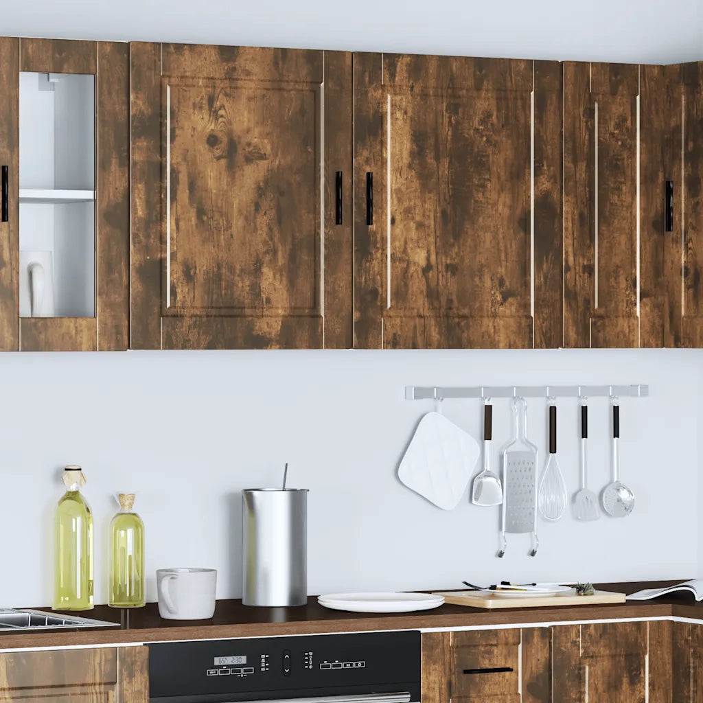 Pensili da Cucina 2 pz Porto Rovere Fumo in Legno Multistrato