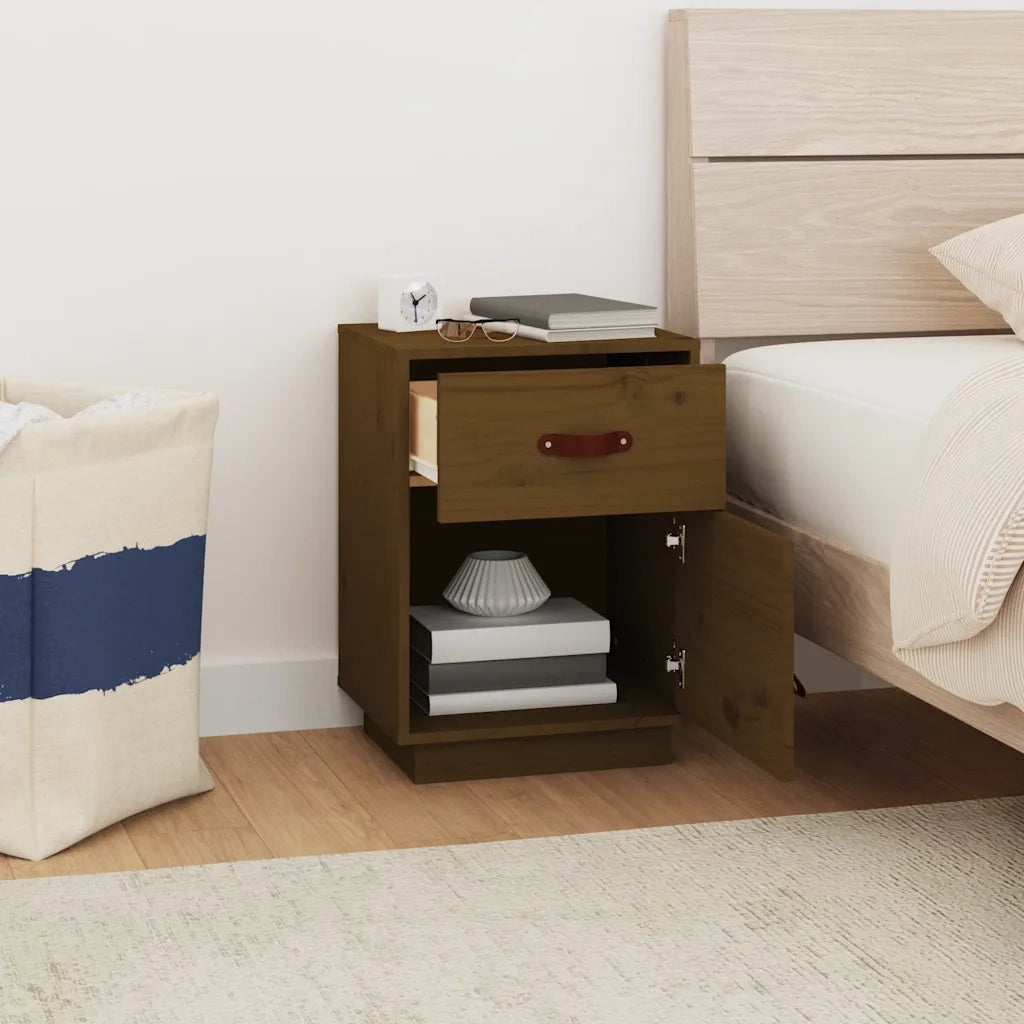 Comodino ambra 40x34x55 cm in Legno Massello di Pino 818311