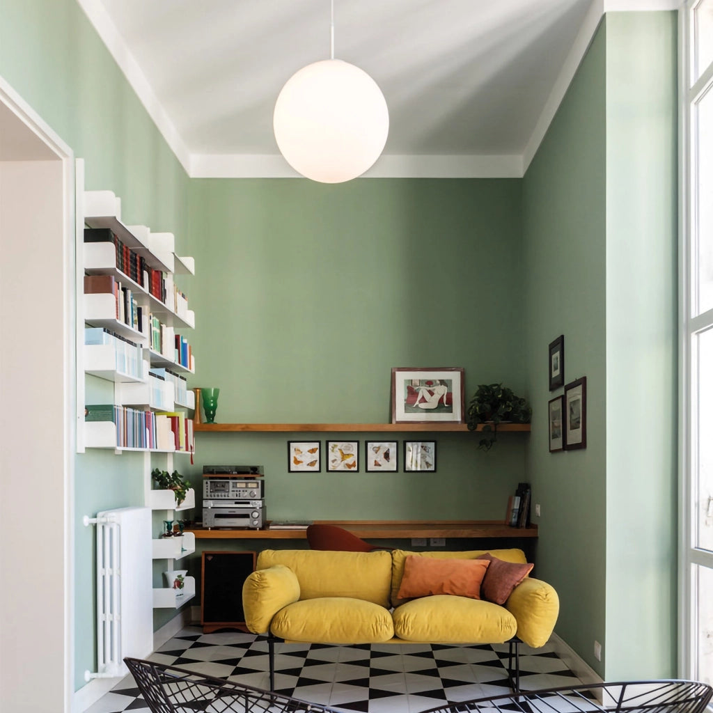 Sferis Lampada a sospensione moderna in vetro opale satinato, design minimale con montatura in policarbonato, diametro 50 cm, altezza 330 cm, Bianco