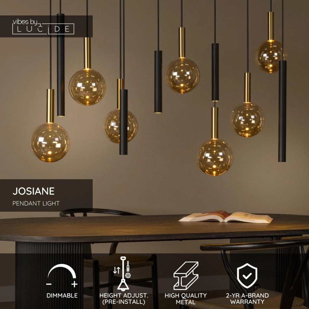 Lampada sospesa JOSIANE 12 luci GU10+G9 nera Lucide