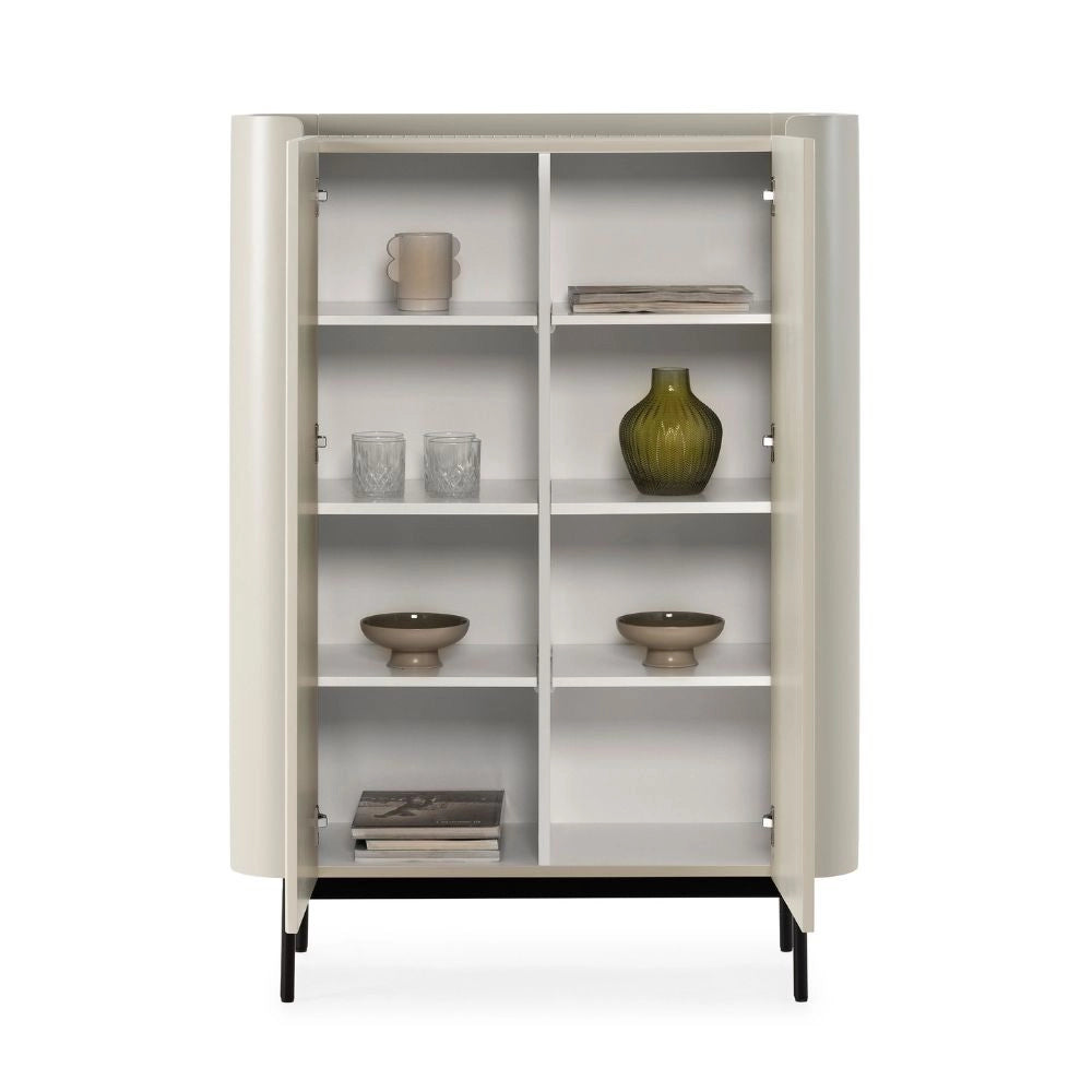 Credenza alta Willa18929 con 2 ante effetto cannettato colore crema 100x40x140H - Eleganza e capienza
