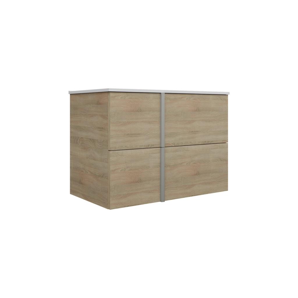 Mobile da bagno sospeso 100cm grigio sabbiato con lavabo e specchio | Hoia