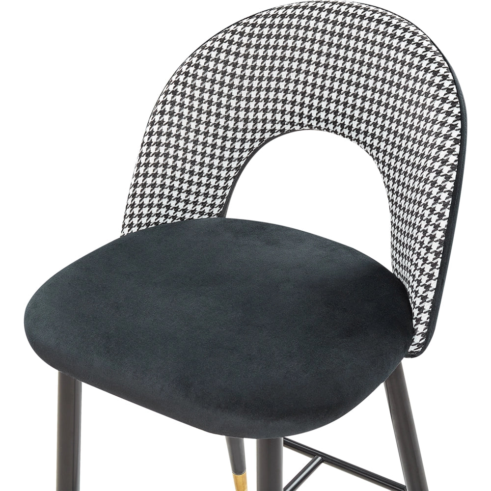 Set di 2 sedie da bar in velluto bianco e nero stile retrò soggiorno accessori vintage
