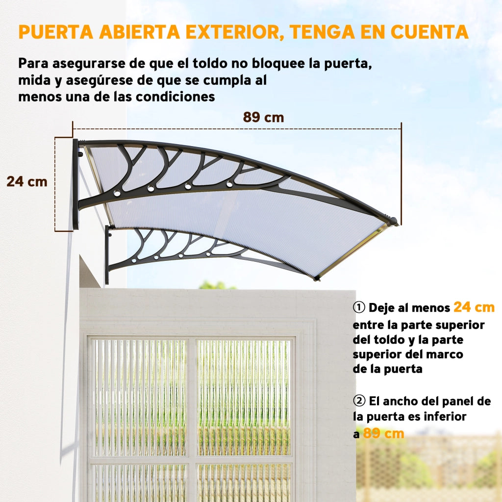Tettoia per Porte e Finestre ¨C zephmum ¨C Bianco Policarbonato Alluminio 122x89 cm